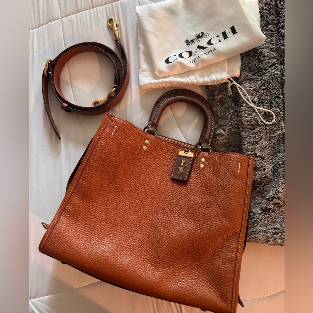 Coach Rogue Elegant Brown Leather Tote Bag